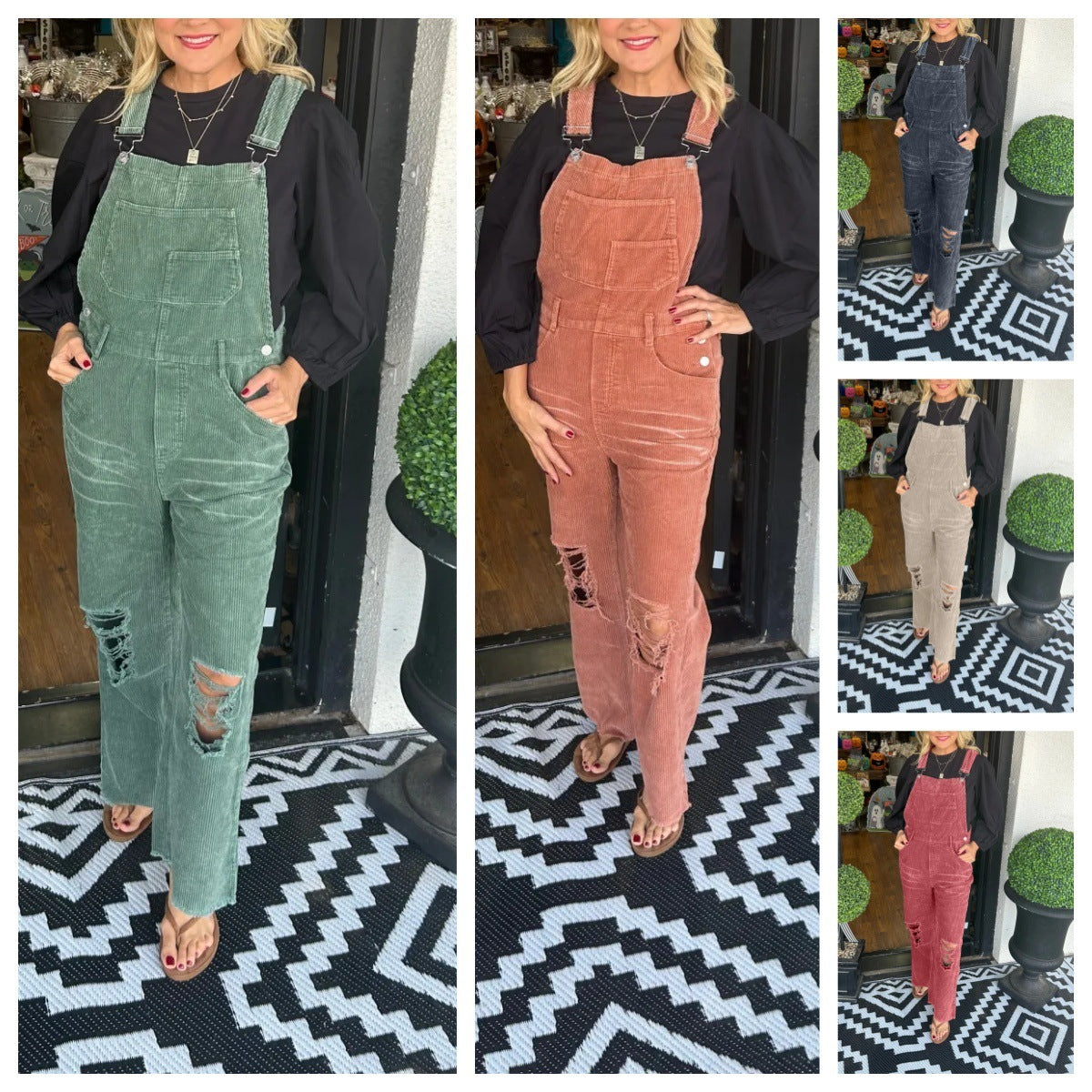 Women's Jumpsuit Corduroy Button Pocket