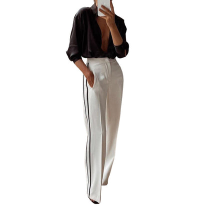 European And American Fashion Cool Straight-leg Trousers Contrast Color Suit Pants