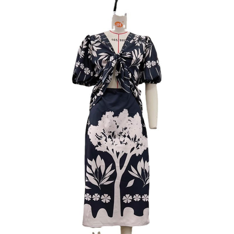 Short Sleeve Printed Design Printed Dress