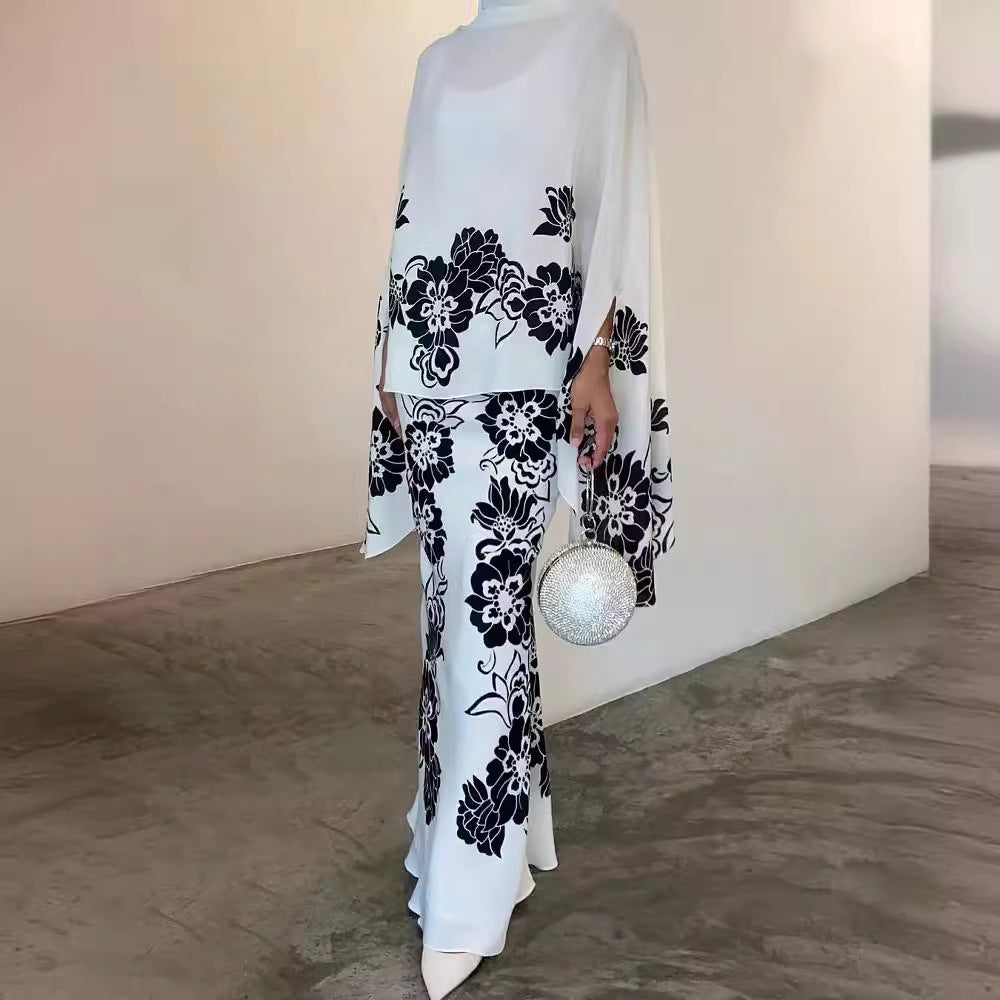 Tenue ample à imprimé floral taille haute, coupe slim et tendance