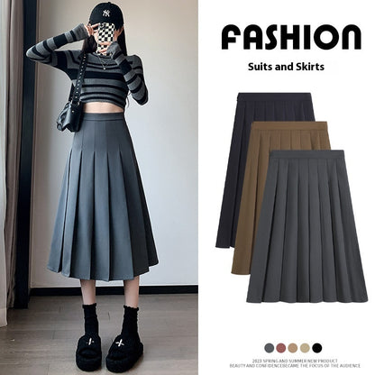 Women's Retro Skirt Khaki Autumn And Winter New Loose High Waist