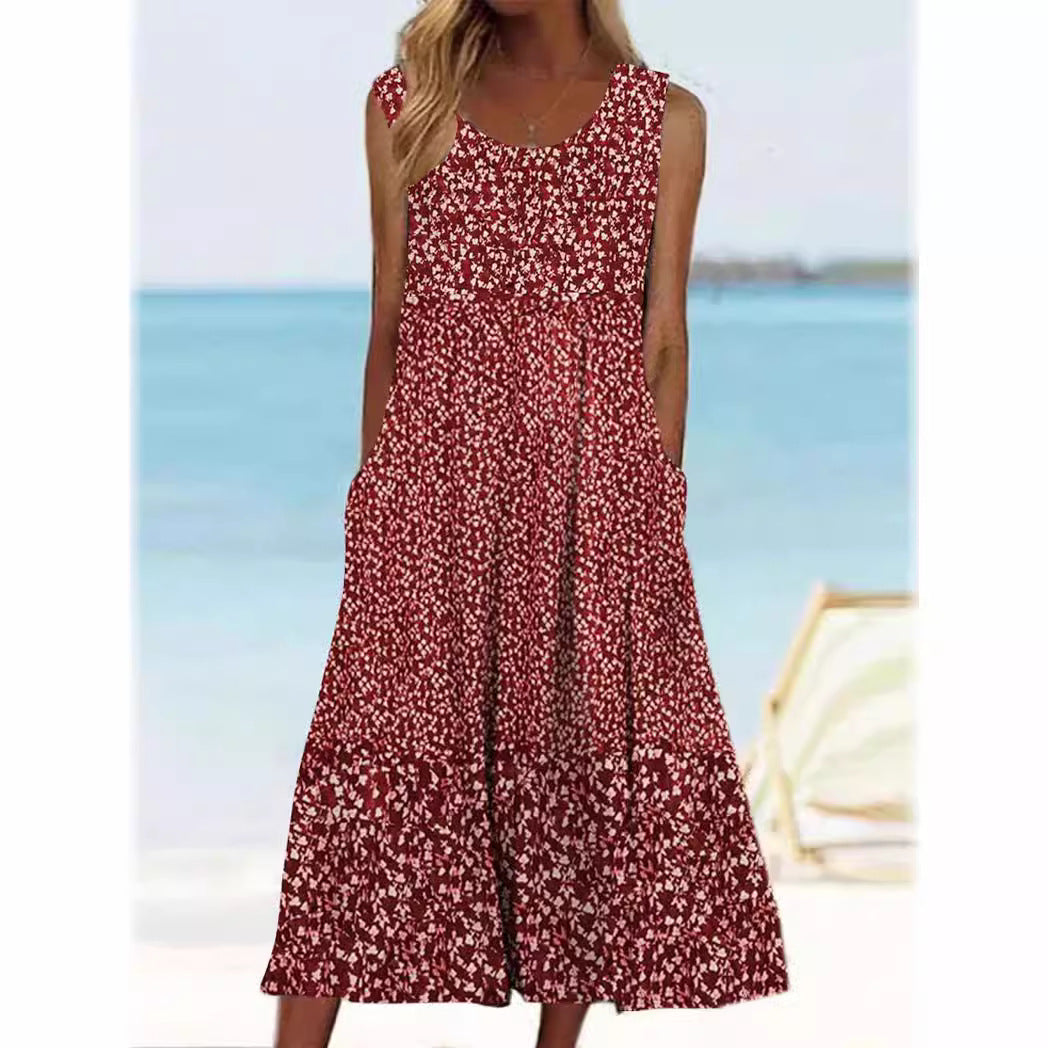 Robe mi-longue à manches et motif floral 3D pour femme