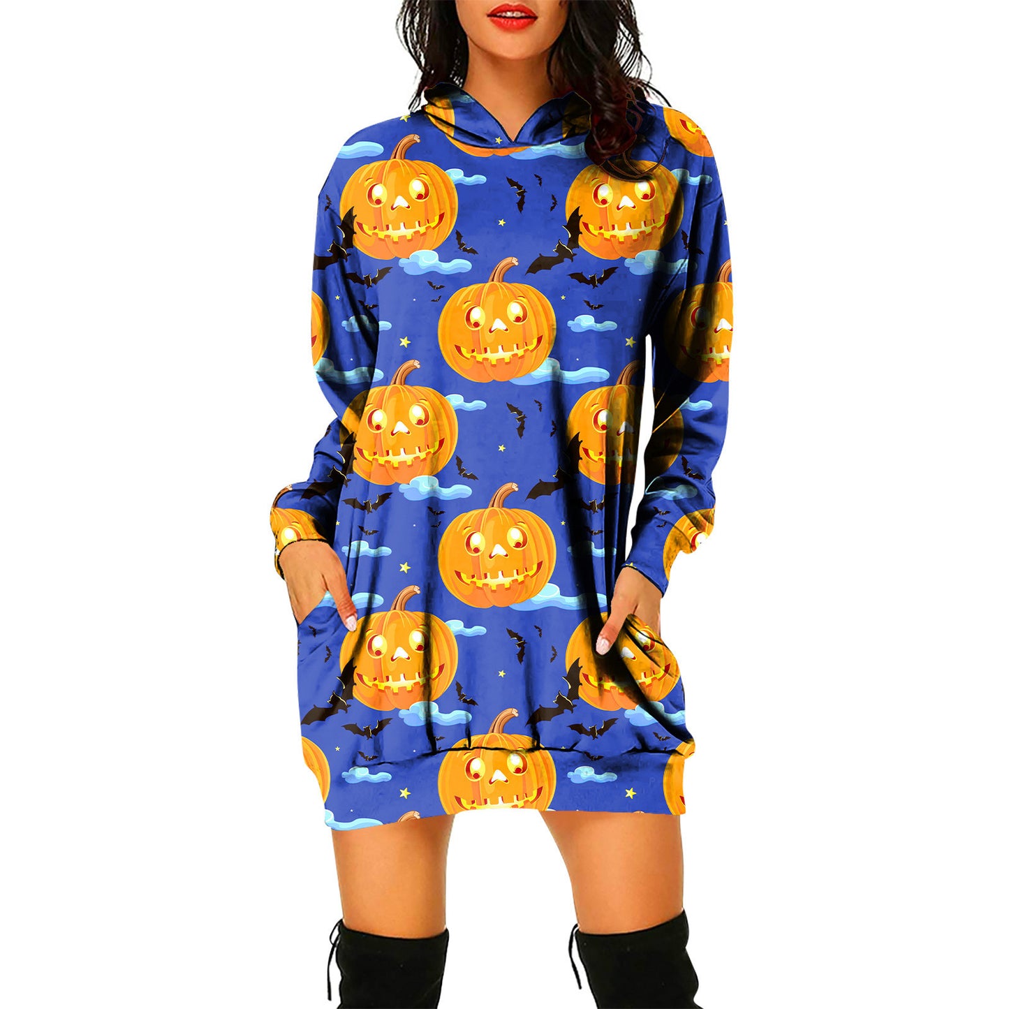 Robe pull à capuche pour femme sur le thème d'Halloween