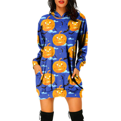 Robe pull à capuche pour femme sur le thème d'Halloween