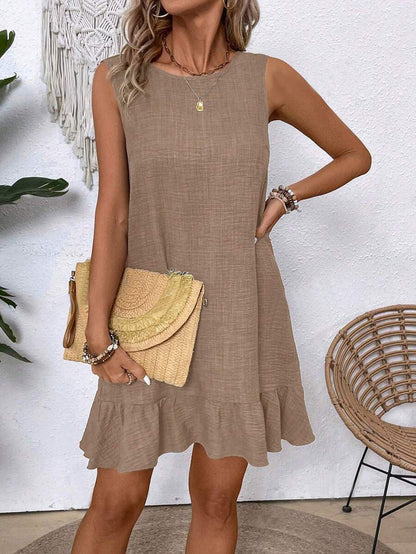 Women's Sleeveless Vest Dress Back Lace-up