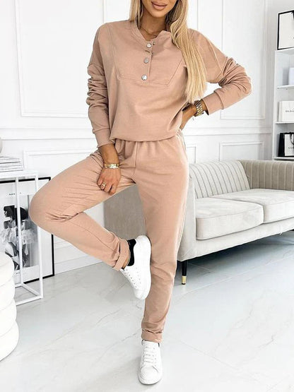 Women's Patchwork Polyester Trousers Long Sleeve Fashion