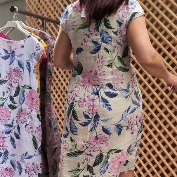 Vestido estampado de manga corta holgado y elegante para mujer