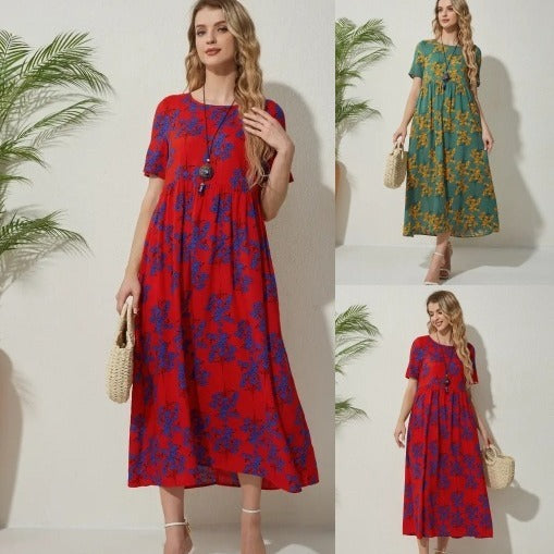 Robe tendance imprimée à manches courtes pour femme