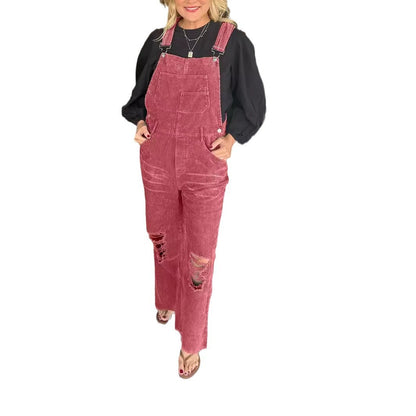 Women's Jumpsuit Corduroy Button Pocket