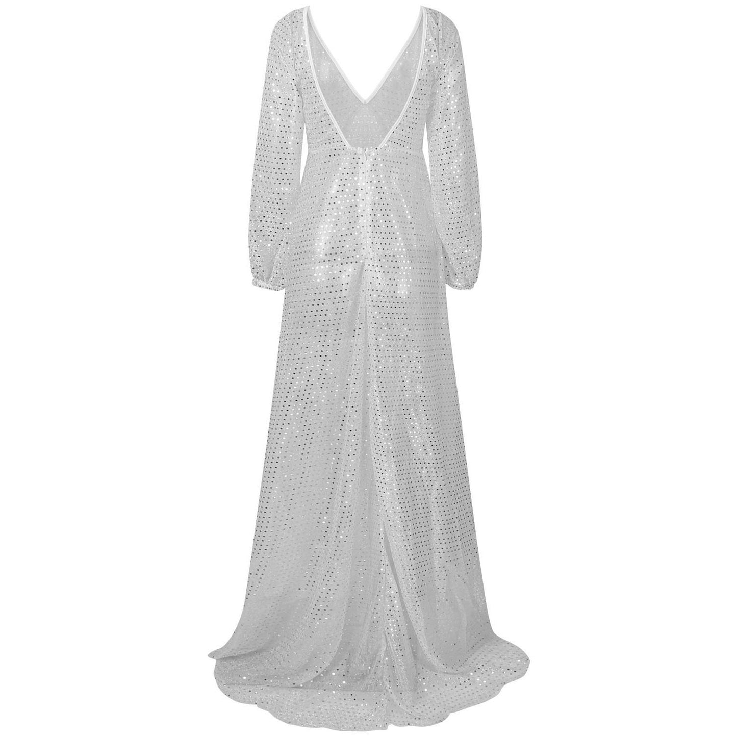 Robe de soirée longue et sexy en maille brillante pour femme