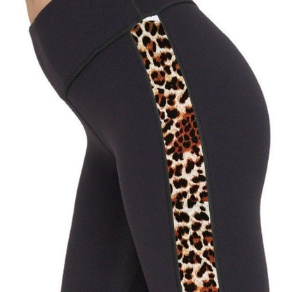 Leggings de fitness avec coutures en cuir et pantalons de yoga à neuf points