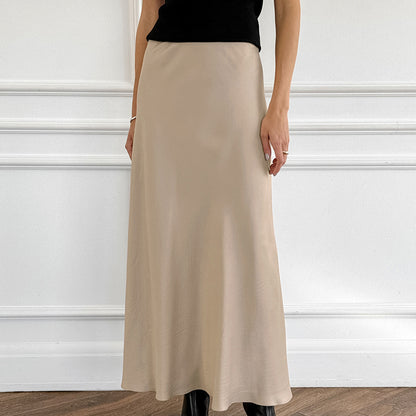 Temperament Khaki Simple Skirt Cross-border Minority All-match High Waist Slim Fit Long Dress