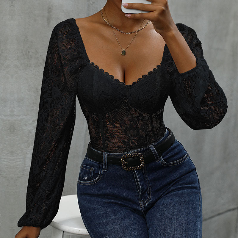 Slim Fit Integrated Cloth Sexy Lace Stitching Jumpsuit