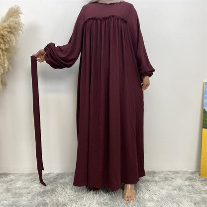 Middle East Dubai Loose Sleeves With Side Pockets Muslim Robe Dress