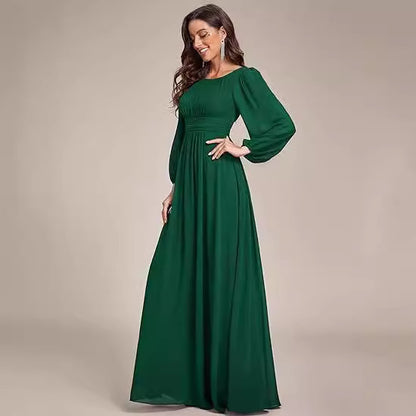 Vestido de noche largo de gasa para mujer