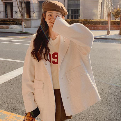 Korean Style Mid-length Casual Woolen Coat