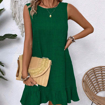 Women's Sleeveless Vest Dress Back Lace-up