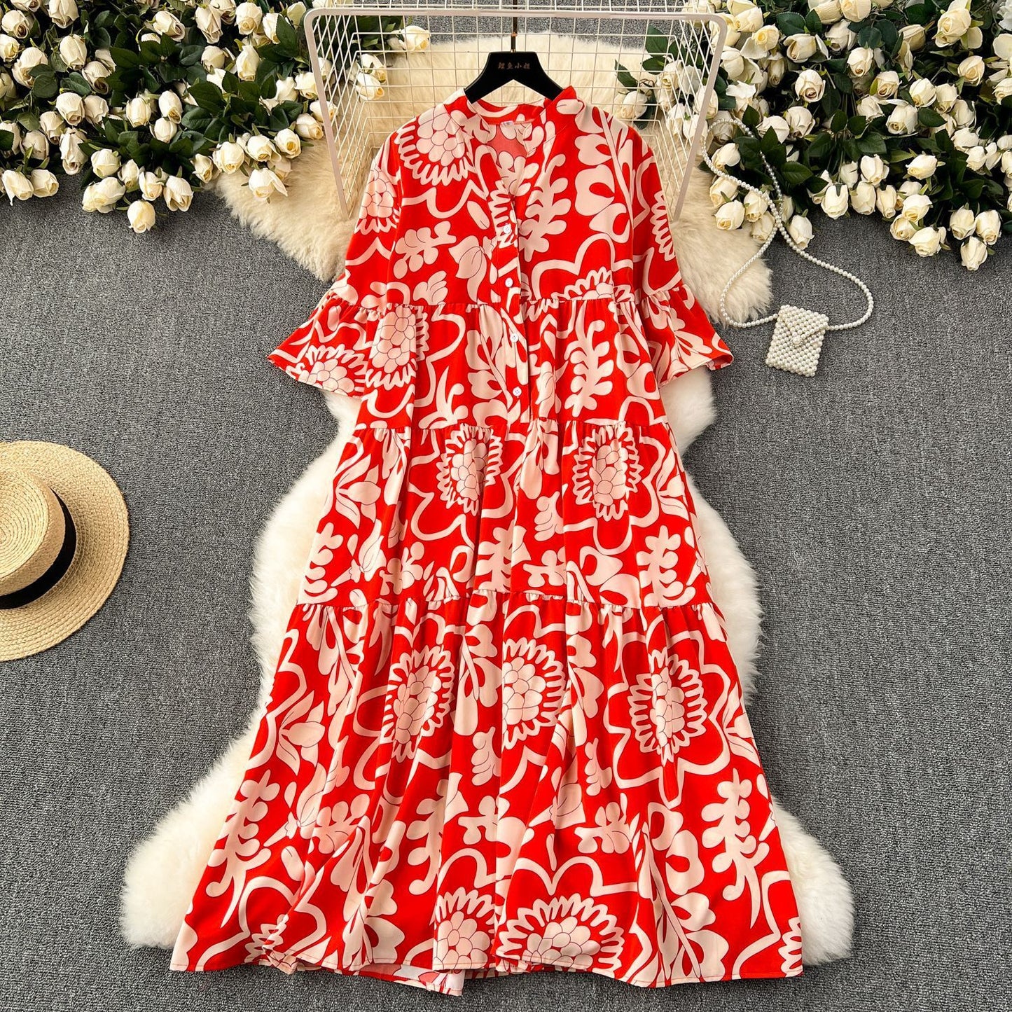 Women's Clothing Idle Style Loose Print Dress