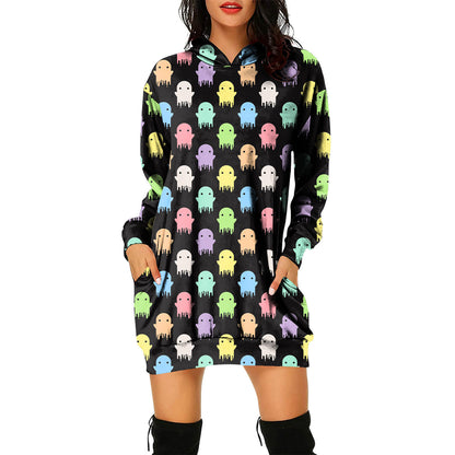 Robe pull à capuche pour femme sur le thème d'Halloween