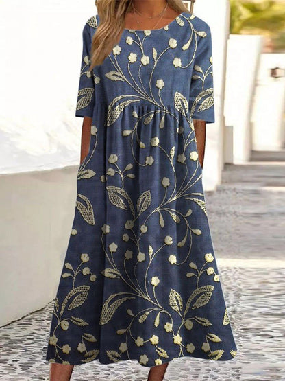 Robe à grande largeur avec impression numérique tendance