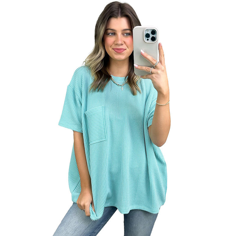 Nueva blusa de punto de color sólido para mujer