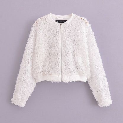 Flower Decoration Loose Short Jacket