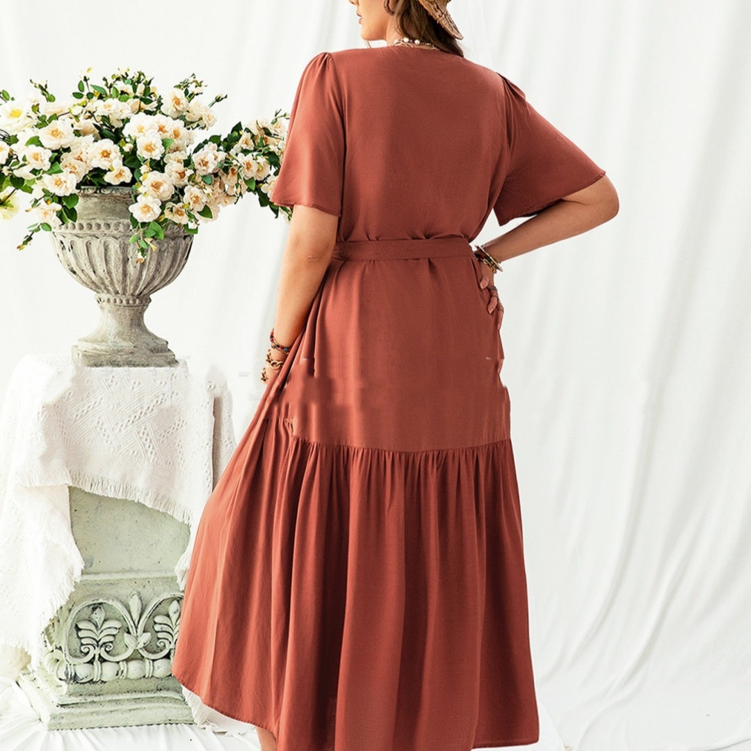 V-neck Daily Commuter Dress Long Dress Plus Size