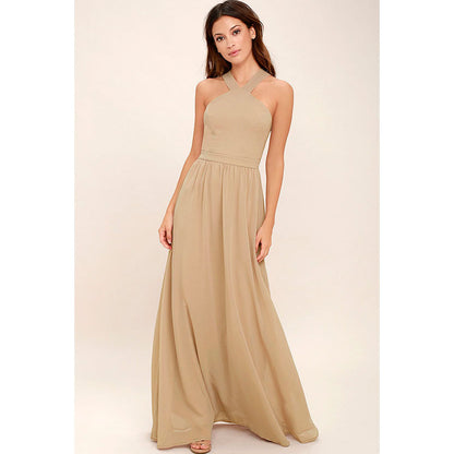 Elegant Cross Chest-wrapped Strapless Long Dress