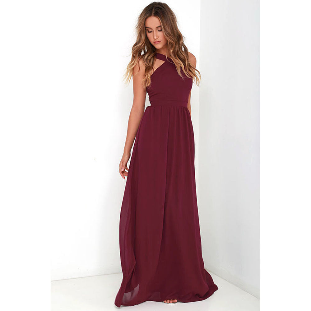 Elegant Cross Chest-wrapped Strapless Long Dress