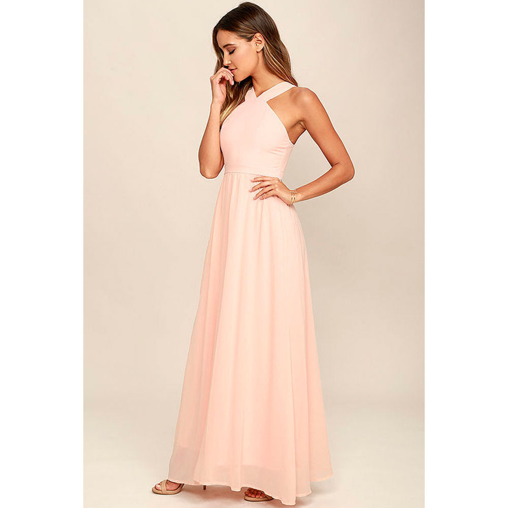 Elegant Cross Chest-wrapped Strapless Long Dress