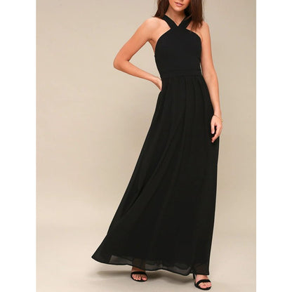 Elegant Cross Chest-wrapped Strapless Long Dress