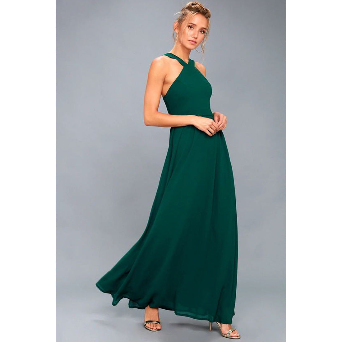 Elegant Cross Chest-wrapped Strapless Long Dress