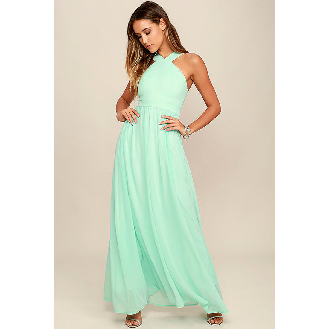 Elegant Cross Chest-wrapped Strapless Long Dress