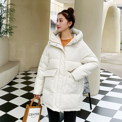 Winter Hooded Candy Color Loose And Warm Short Down Cotton Jacket Coat