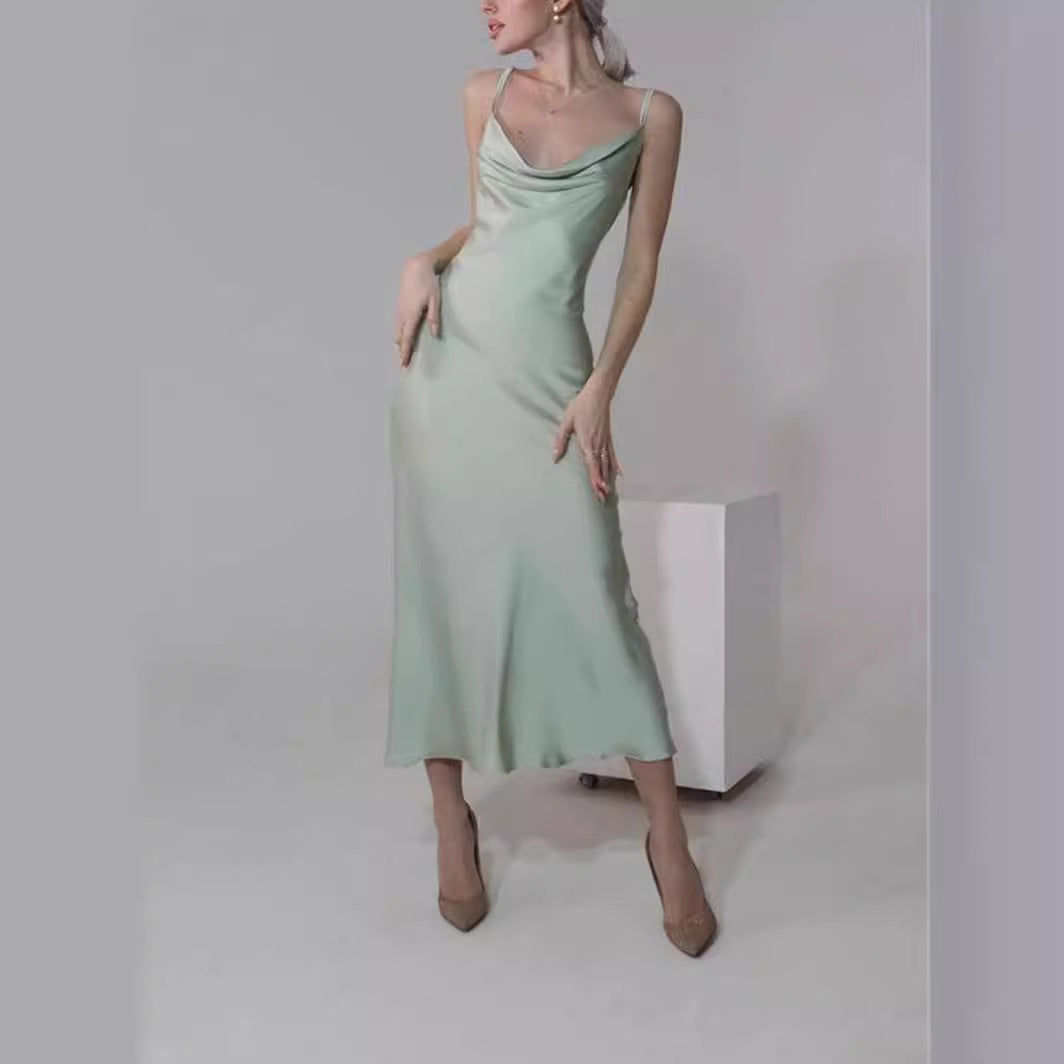 Vestido ajustado a la cadera con parte superior de tubo y tirantes multicolor para mujer