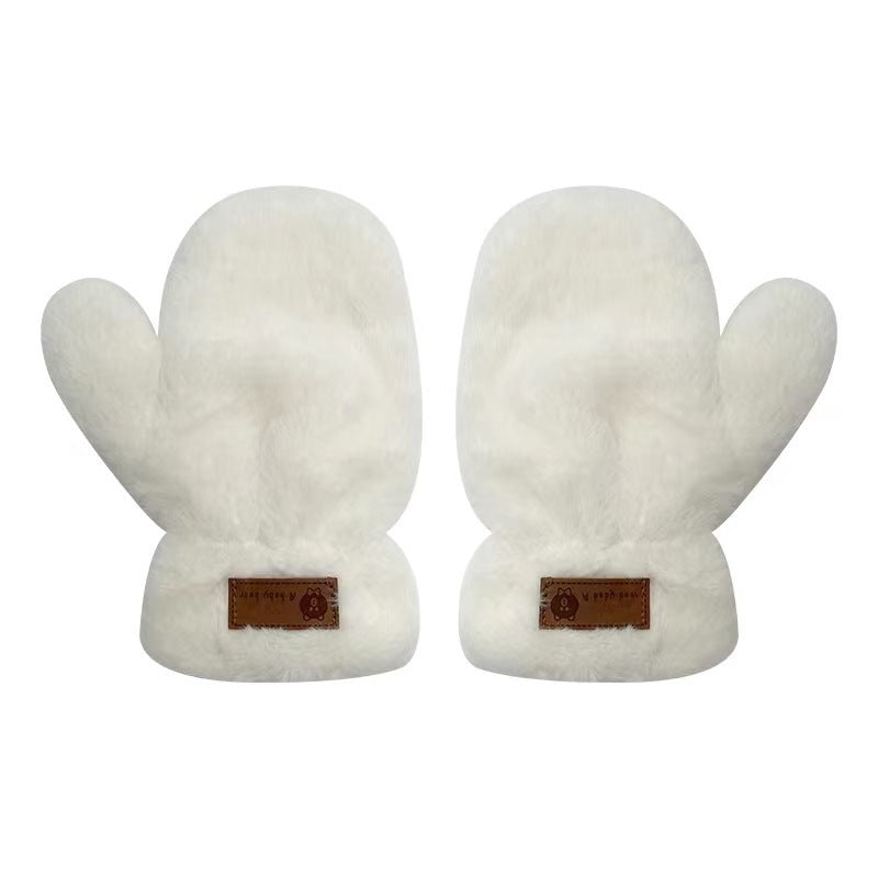 Mitaines doublées de polaire Gants chauds en peluche pour l'automne et l'hiver