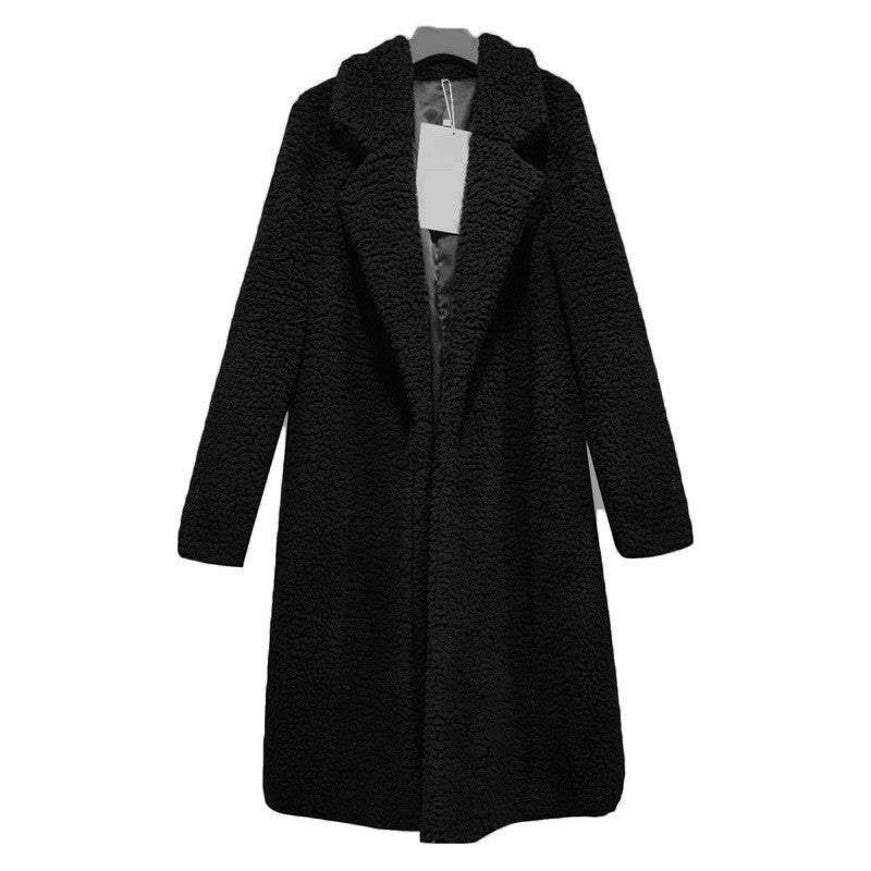 FallWinter Slim Women's Lapel Long Sleeve Solid Color Street Coat Clothing