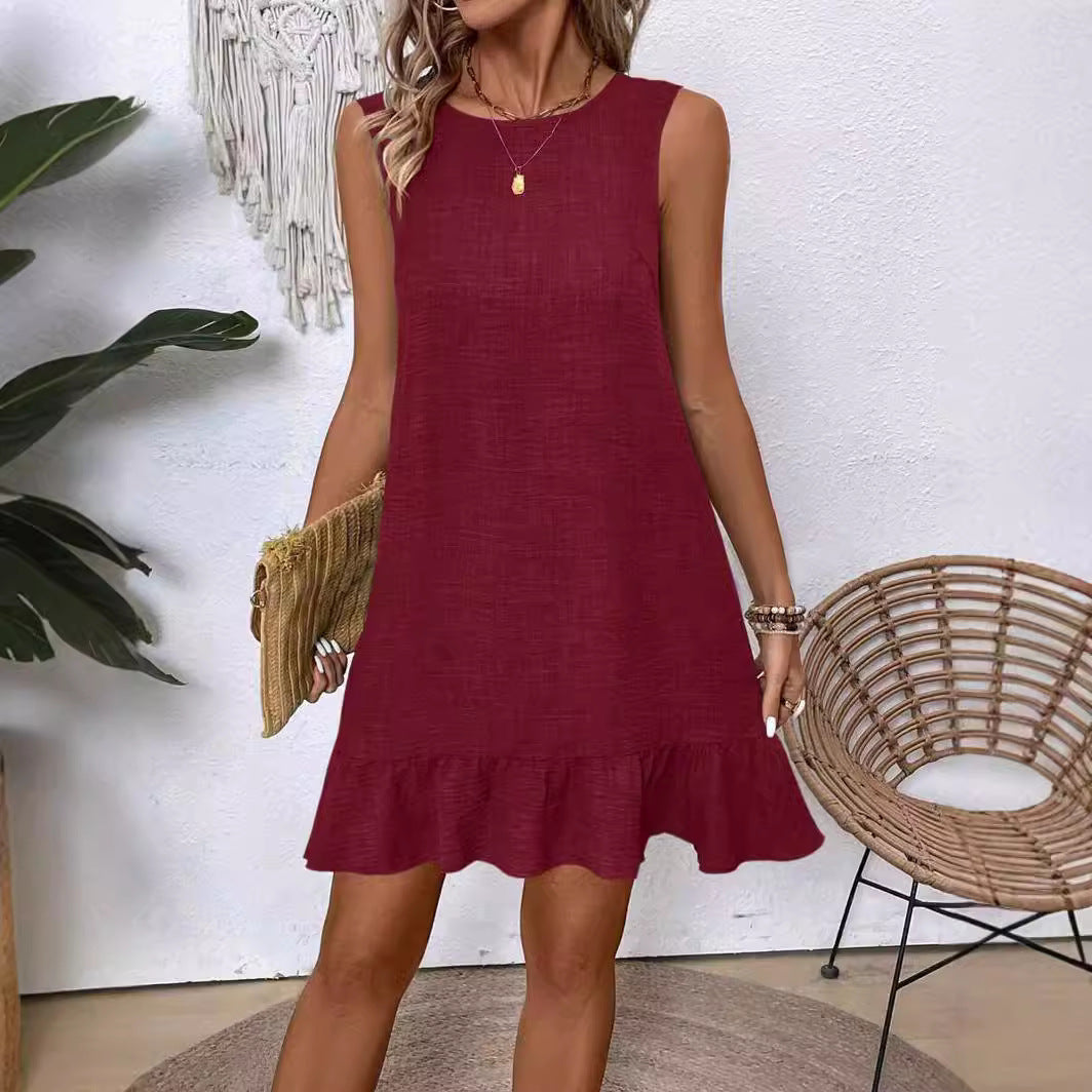 Women's Sleeveless Vest Dress Back Lace-up