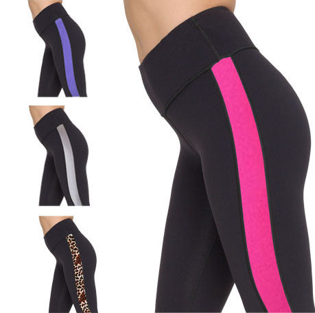 Leggings de fitness con costuras de correa de cuero y nueve puntos para yoga