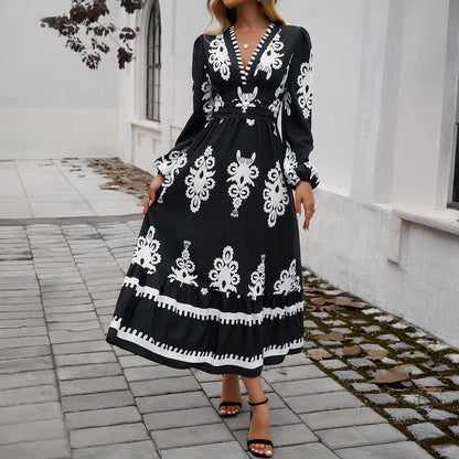 Vestido estampado elegante con temperamento femenino