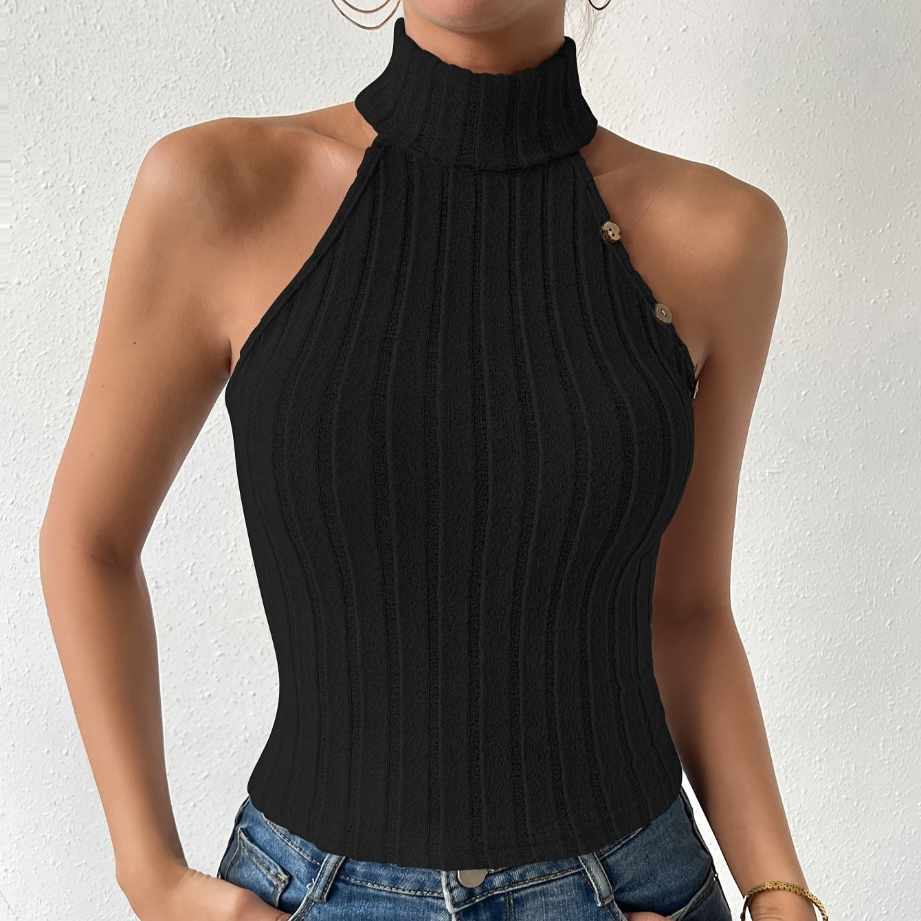 Sleeveless Slimming And Tight Knitted Top