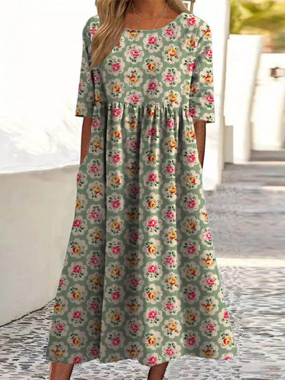 Robe à grande largeur avec impression numérique tendance