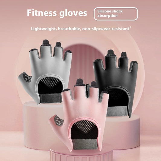 Guantes de fitness de silicona líquida engrosados ​​para entrenamiento con medio dedo para mujer