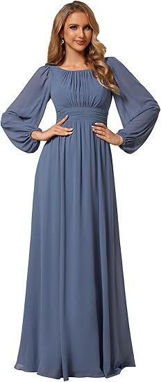 Robe de soirée longue en mousseline de soie pour femme