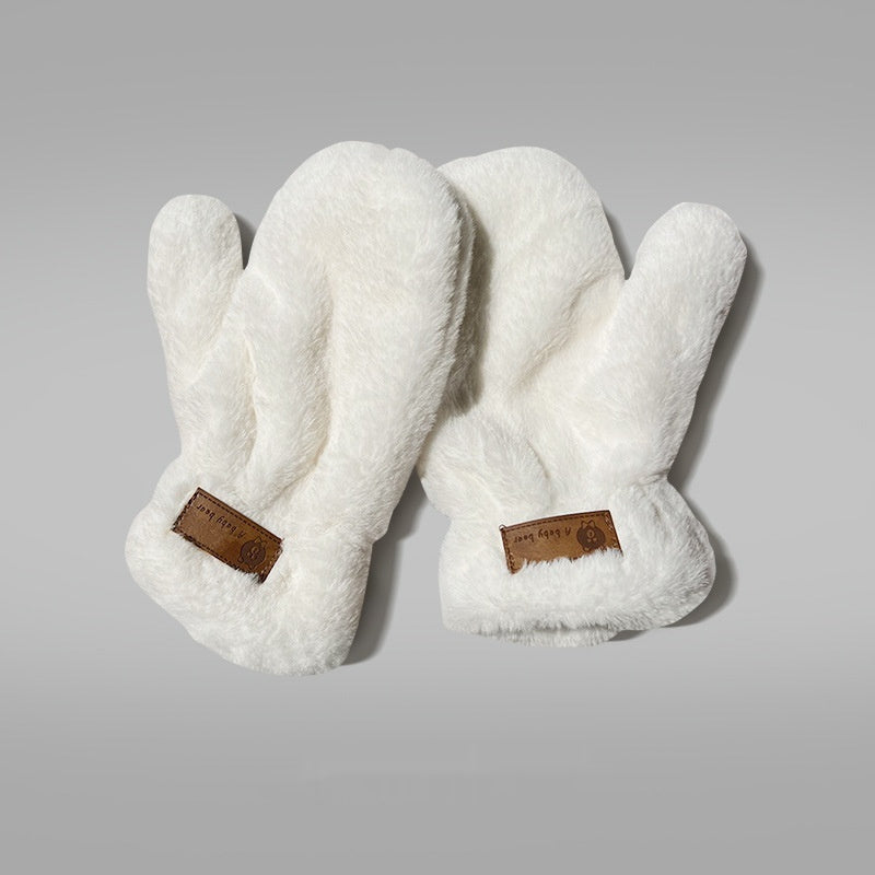 Mitaines doublées de polaire Gants chauds en peluche pour l'automne et l'hiver