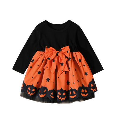 Vestido de malla de manga larga para niños de Halloween