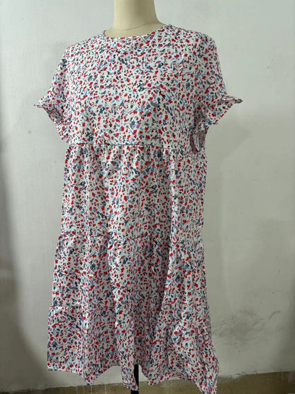 Robe d'été décontractée à col ras du cou et imprimé léopard pour femme