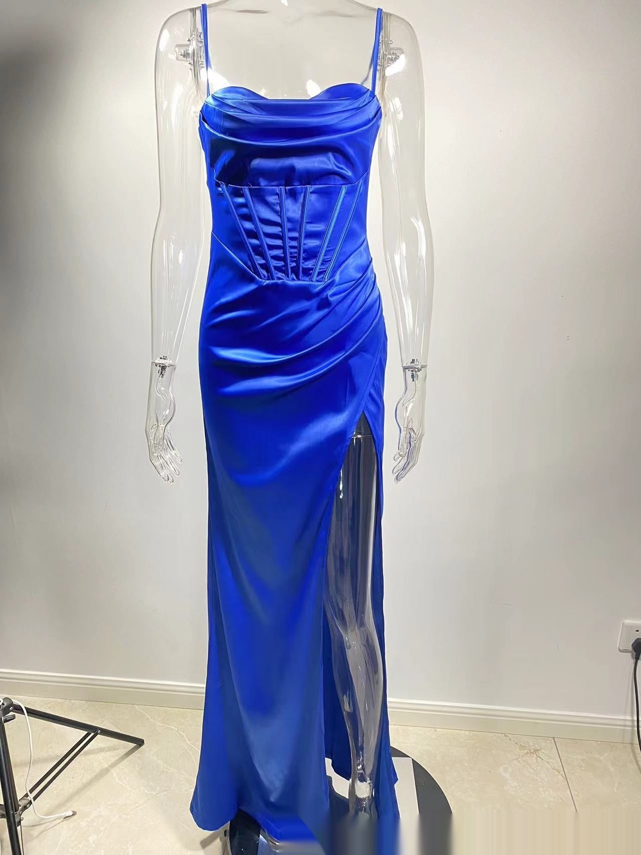 Robe longue à bretelles dos nu de haute qualité