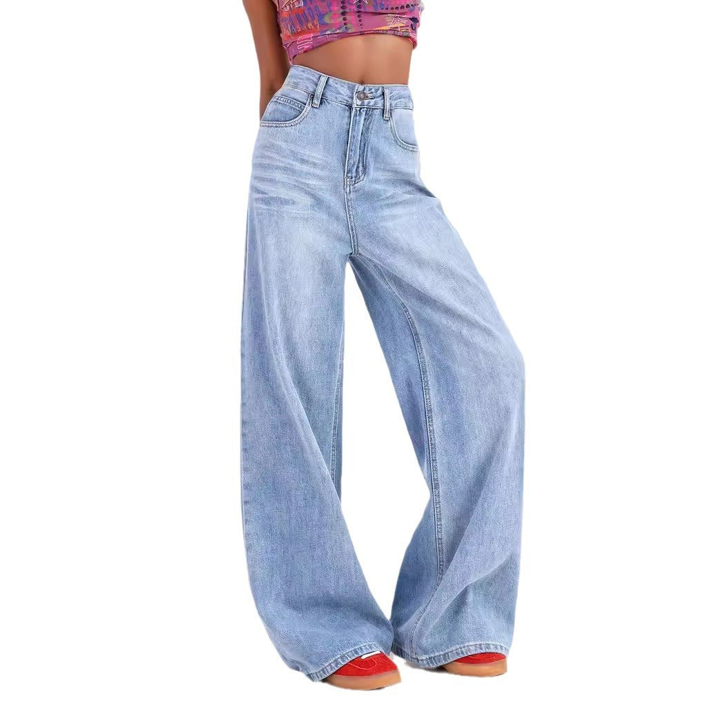 Pantalones anchos y holgados de cintura alta estilo retro para mujer