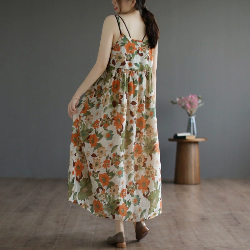 Retro Elegant Age-reducing Vacation Skirt Mid-length Slimming Dress